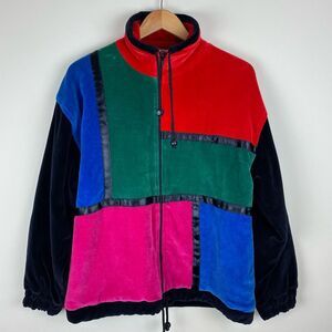 Vintage Oleg Cassini velour color block jacket size M